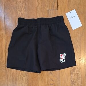 NIKE BRAND SIGNATURE BOYS BLACK SWIM TRUNKS WITH BUILT-IN BRIEFS SIZE 5